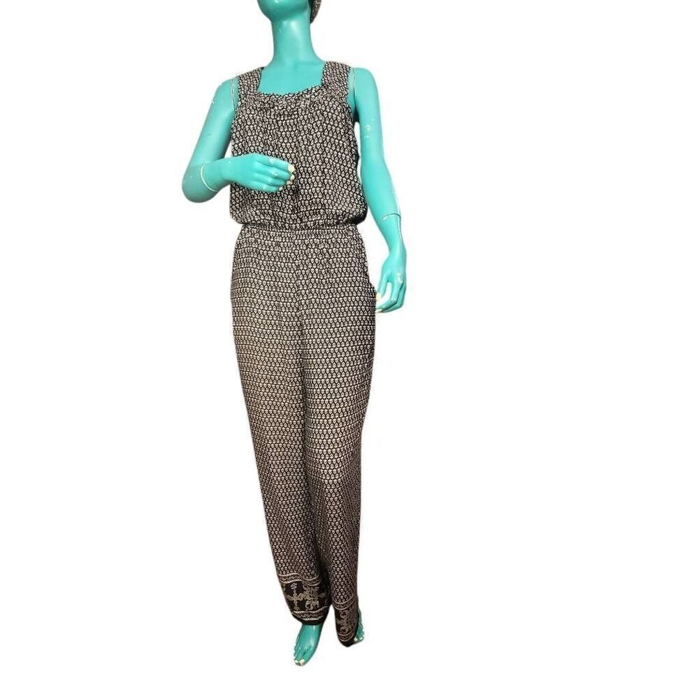 Max Studio Black and White Patterned Sleeveless Jumpsuit Size S